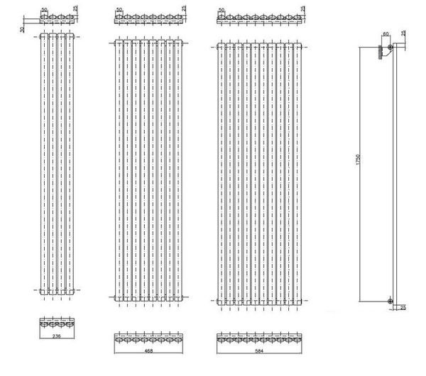 Zdjęcie 3 - Grzejnik dekoracyjny LUXRAD FORTUNA PODWÓJNA 1800x410 1448W biały (RAL 9003)