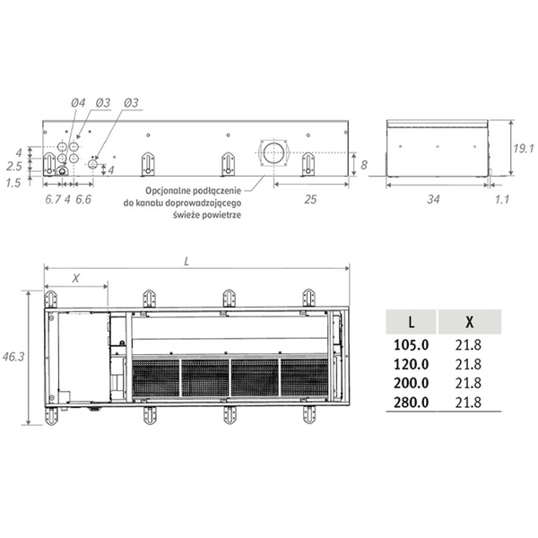 Zdjęcie 15 - Grzejnik dekoracyjny kanałowy JAGA Clima Canal 08 B18 - 2 rurowy 80X1080 1438W