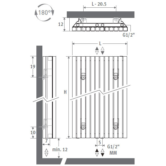 Zdjęcie 16 - Grzejnik dekoracyjny kanałowy JAGA Clima Canal 08 B18 - 2 rurowy 80X720 699W