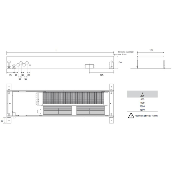 Zdjęcie 13 - Grzejnik dekoracyjny kanałowy JAGA Clima Canal 08 B18 - 2 rurowy 80X1440 2260W