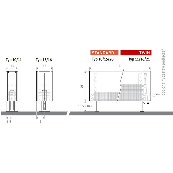 Zdjęcie 6 - Grzejnik dekoracyjny JAGA Linea PLUS stojący 1600X500 3392W